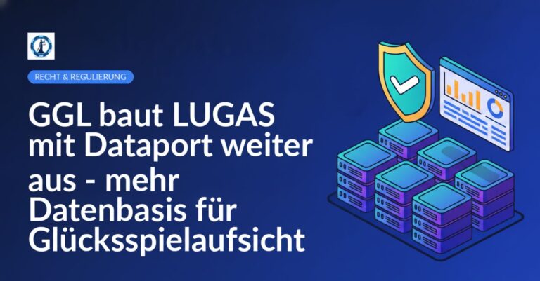 Serverrack-Cluster neben Schild mit Häkchen und Bildschirm mit Analyse-Dashboard vor grauem Hintergrund.