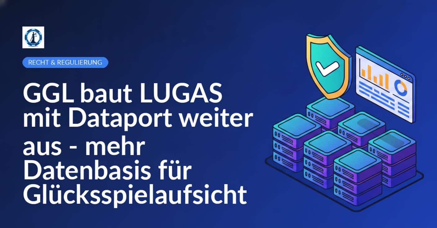 Serverrack-Cluster neben Schild mit Häkchen und Bildschirm mit Analyse-Dashboard vor grauem Hintergrund.